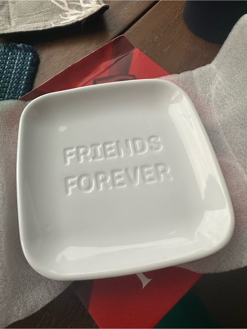Friends Forever White Ceramic Jewelry Dish Gift